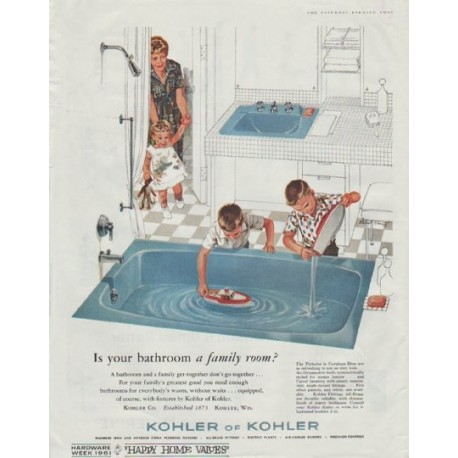 1961 Kohler of Kohler Ad "bathroom a family room"