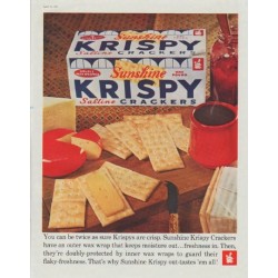 1961 Sunshine Krispy Crackers Ad "You can be twice as sure"