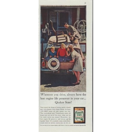 1961 Quaker State Motor Oil Ad "Wherever you drive"