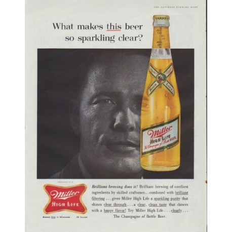 1961 Miller Beer Ad "sparkling clear"