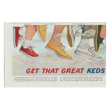 1961 Keds Shoes Ad "Great Keds Feeling"