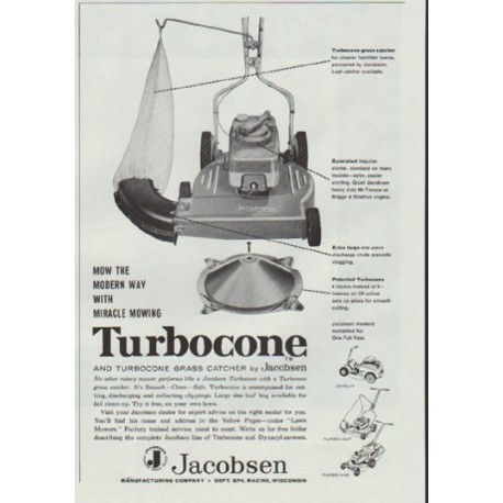 1961 Jacobsen Lawn Mower Ad "Turbocone"