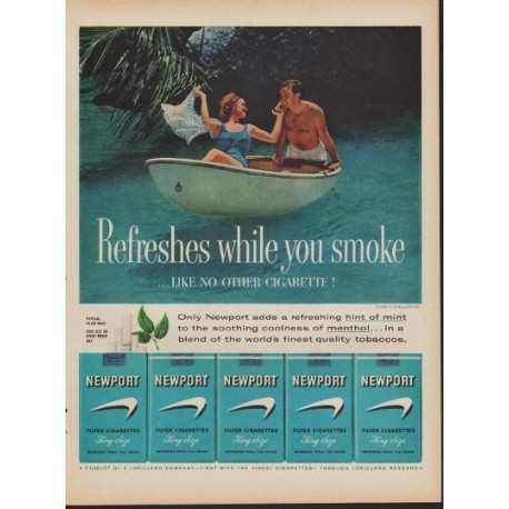 1960 Newport Cigarettes Ad "Hint of Mint"