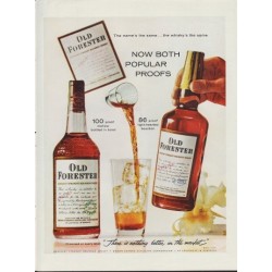 1960 Old Forester Whisky Ad "Both Popular Proofs"