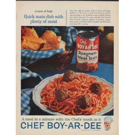 1961 Chef Boy-Ar-Dee Ad "A taste of Italy"