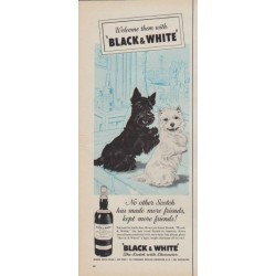 1961 Black & White Scotch Ad "Welcome them with Black & White"