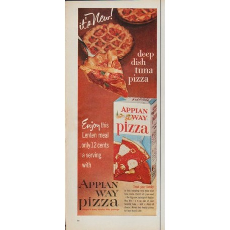 1961 Appian Way Pizza Ad "deep dish tuna pizza"