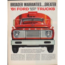 1961 Ford Trucks Ad "Broader Warranties ... Greater Durability"