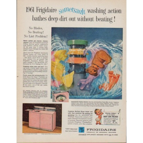 1961 Frigidaire Ad "somersault washing action"
