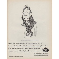 1961 Tea Council of the U.S.A. Ad "feeling kind of jumpy"