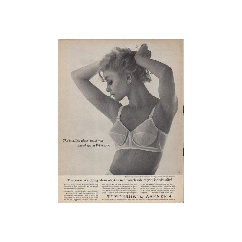 1949 women's Warners A'lure strapless bras no strings attached vintage ad