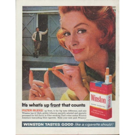1961 Winston Cigarettes Ad "up front"