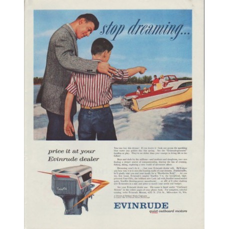 1958 Evinrude Ad "stop dreaming"