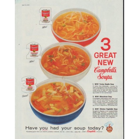 1958 Campbell's Soup Ad "3 Great New"