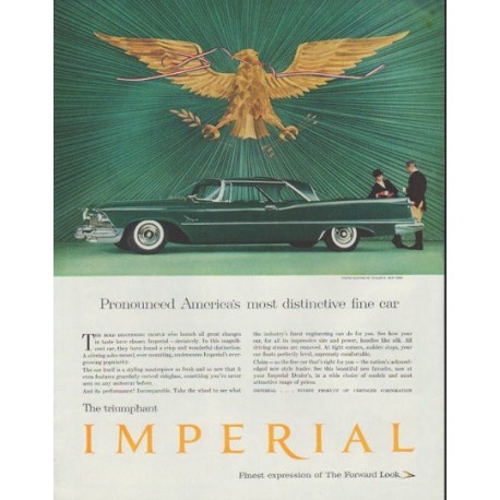 1958 Chrysler Imperial Ad "America's most distinctive"