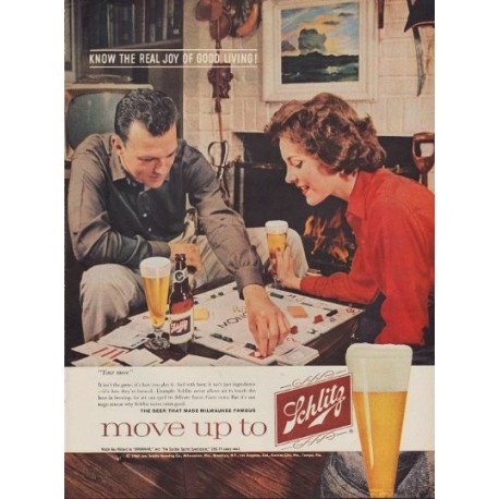 1960 Schlitz Beer Ad "Joy of Good Living!"