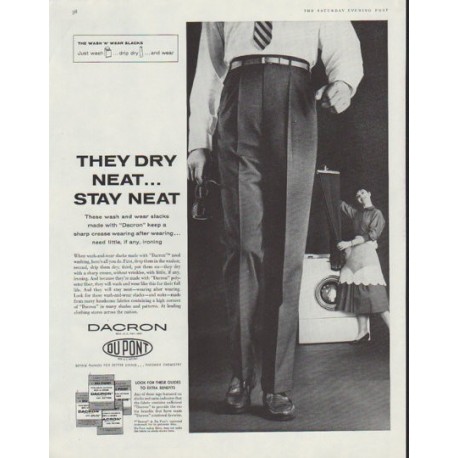 1958 Du Pont Dacron Vintage Ad They Dry Neat
