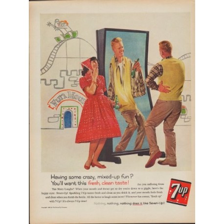 1960 Seven-Up Company Ad "7-Up Crazy, Mixed-Up Fun?"