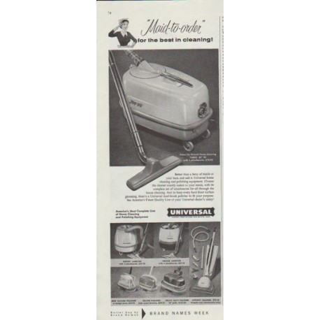 1958 Universal Cleaning Equipment Ad "Maid-to-order"