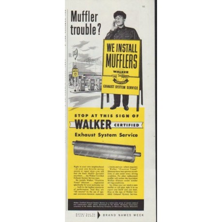 1958 Walker Mufflers Ad "Muffler trouble?"