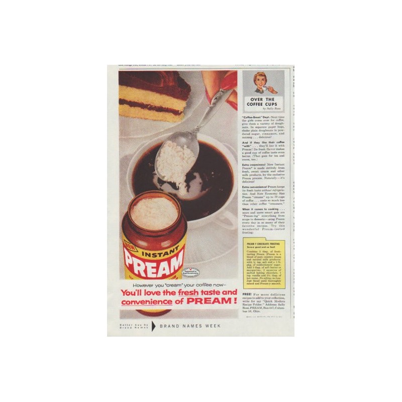 Unopened 1960's Pream non dairy creamer jar