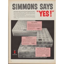 1960 Simmons Mattress Ad "Simmons Says Yes!"