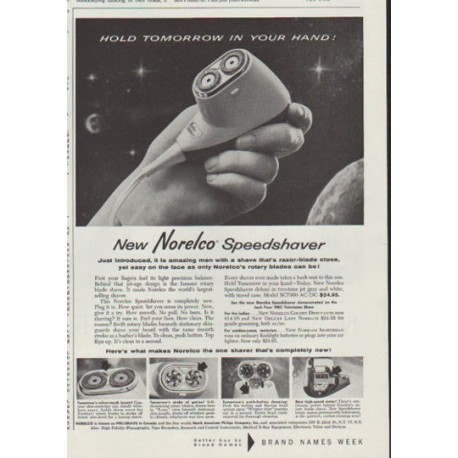 1958 Norelco Ad "Hold Tomorrow In Your Hand"
