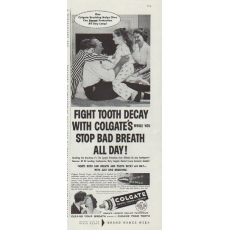 1958 Colgate Dental Cream Ad "Fight Tooth Decay"