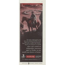 1958 United States Fidelity & Guaranty Co. Ad "The lonely outrider"