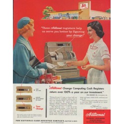 1958 National Cash Register Ad "figuring your change"