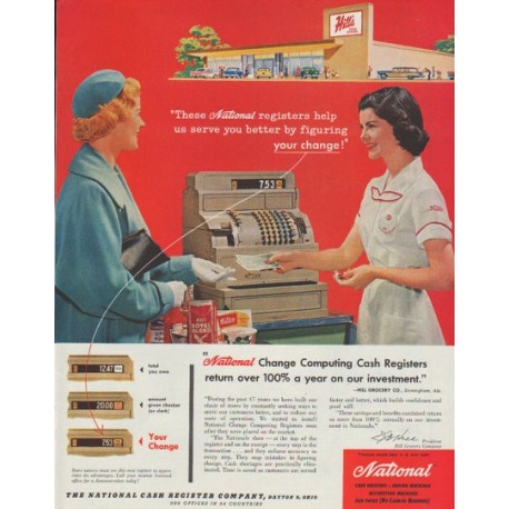 1958 National Cash Register Ad "figuring your change"