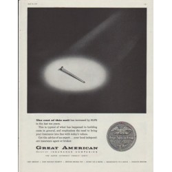 1958 Great American Group of Insurance Companies Ad "this nail"