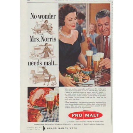 1958 Fro-Malt Ad "No wonder"