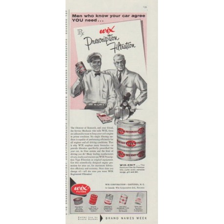 1958 Wix Filters Ad "Men who know"