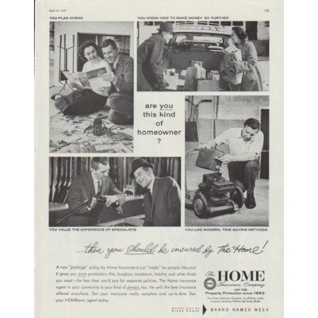 1958 The Home Insurance Company Ad "this kind of homeowner"
