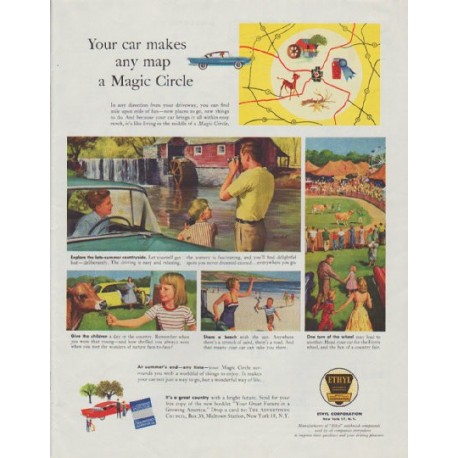 1958 Ethyl Corporation Ad "Magic Circle"