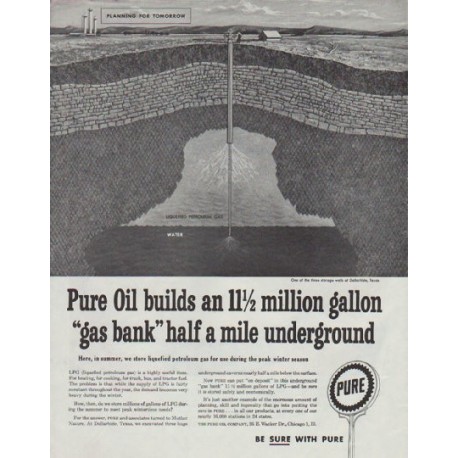1958 Pure Oil Ad "gas bank"