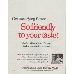 1958 Pall Mall Cigarettes Ad "So friendly"