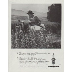 1958 Champion Spark Plugs Ad "In tractors"