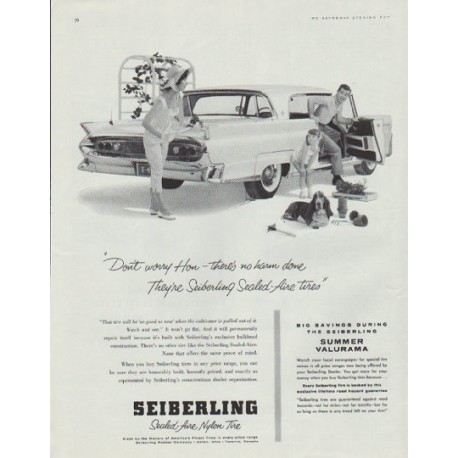 1958 Seiberling Tires Ad "Don't worry Hon"