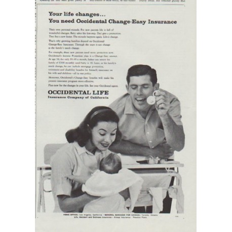 1958 Occidental Life Ad "Your life changes"