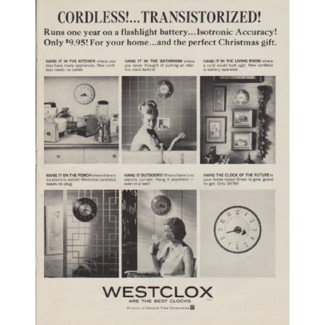 1963 Westclox Ad "Cordless"