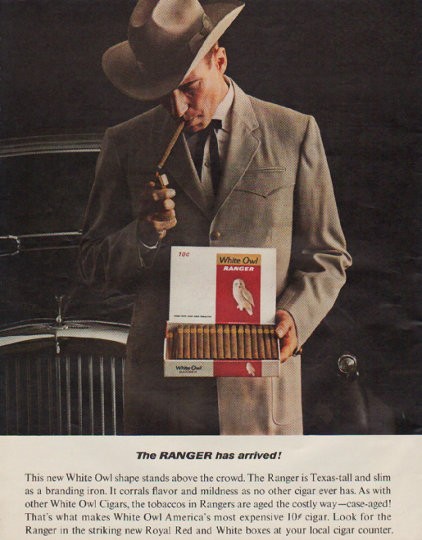 1963 White Owl Cigars Vintage Ad The Ranger 