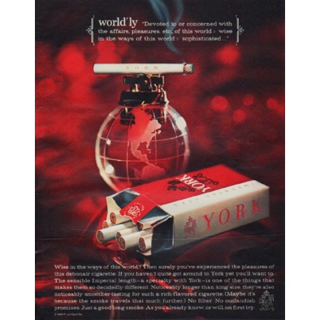 1963 York Cigarettes Ad "world'ly"