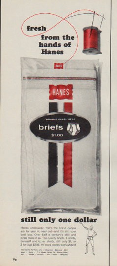 1963 Hanes Underwear Vintage Ad from the hands of Hanes