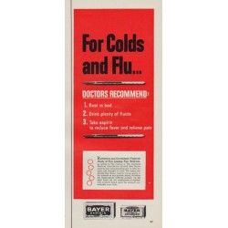 1963 Bayer Aspirin Ad "For Colds and Flu"