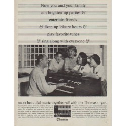 1963 Thomas Organ Ad "brighten up parties"