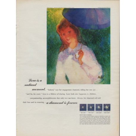 1967 De Beers Diamond Ad, w/ artwork of Gustave Nebel