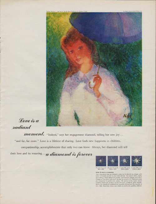 1959 Ad De Beers Diamond Forever Engagement Proposal Romantic Colleen –  Period Paper Historic Art LLC