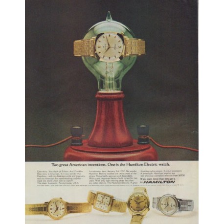 1965 Hamilton Watch Ad "Two great American inventions"